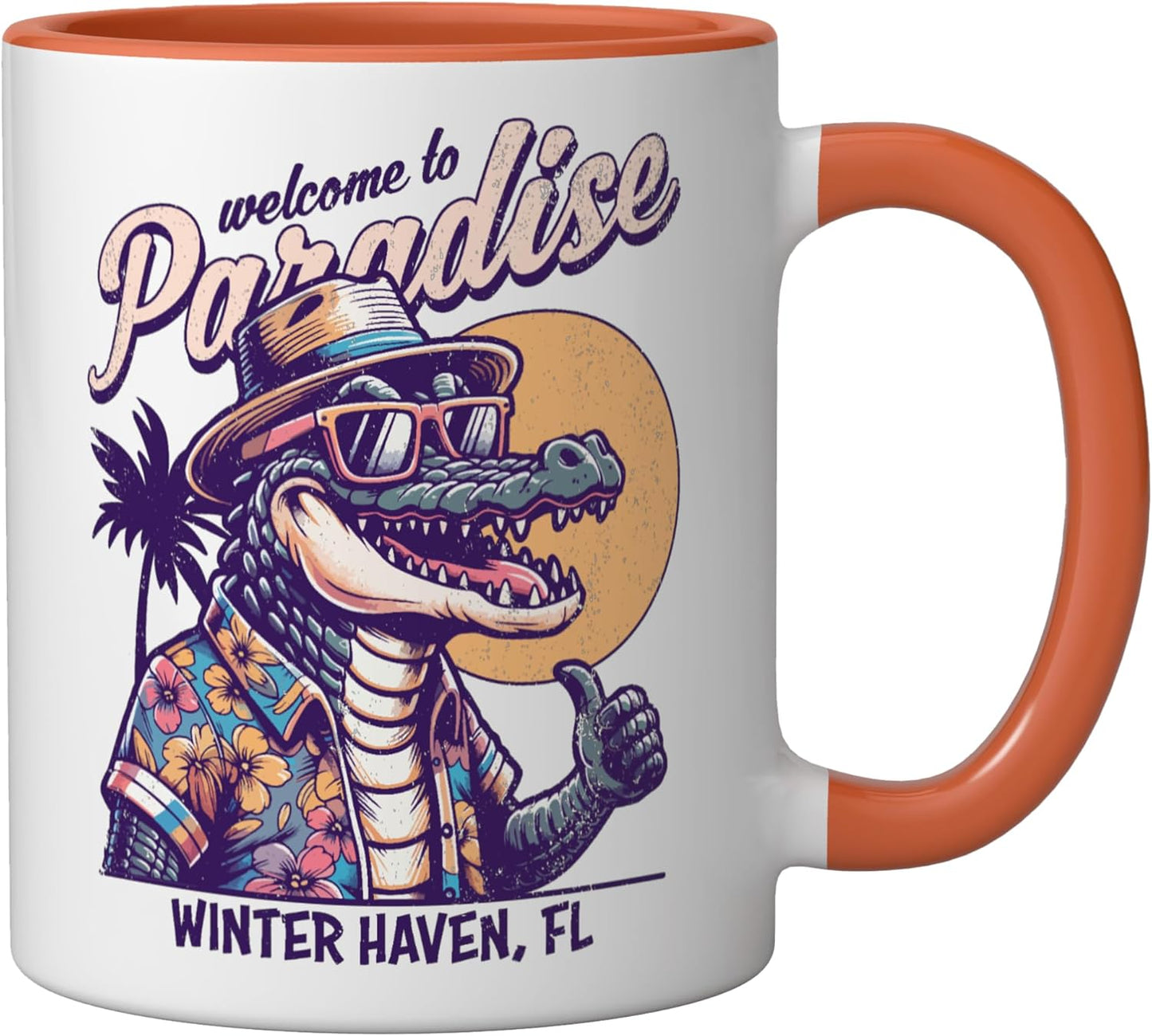 Taza Cerámica Retro Cocodrilo Orange/White