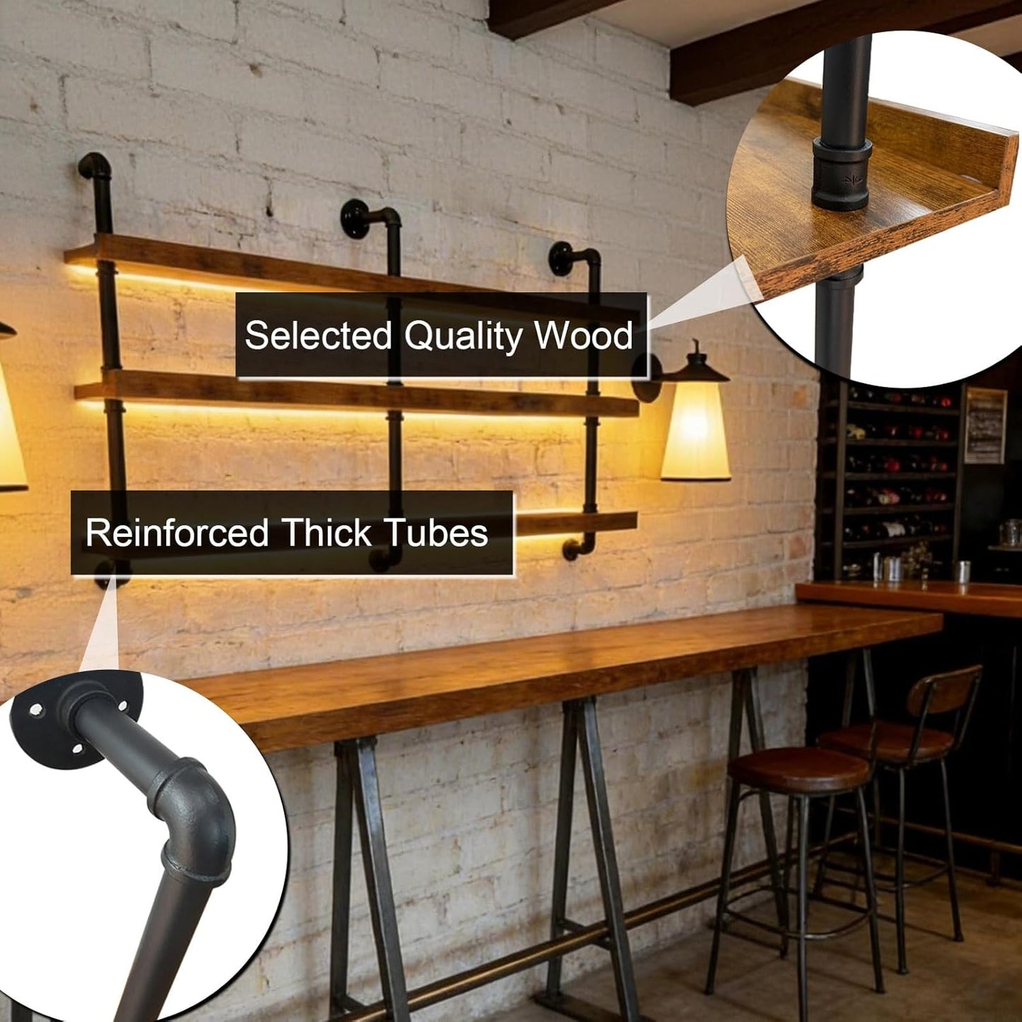 Estante de vino de 55 pulgadas con luces LED para bar de casa