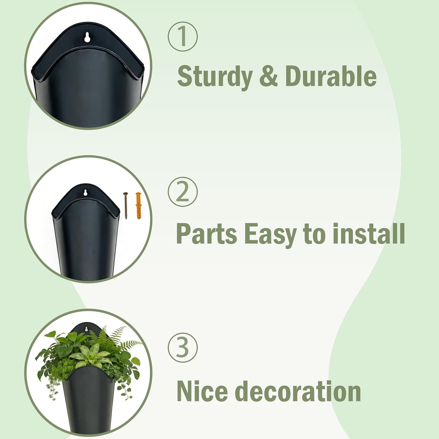 2 Pzas Macetas Pared Metal Negro 12pulg Cubos