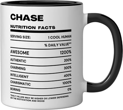 Taza cerámica Chase Nutrition Facts Name Negro/Blanco