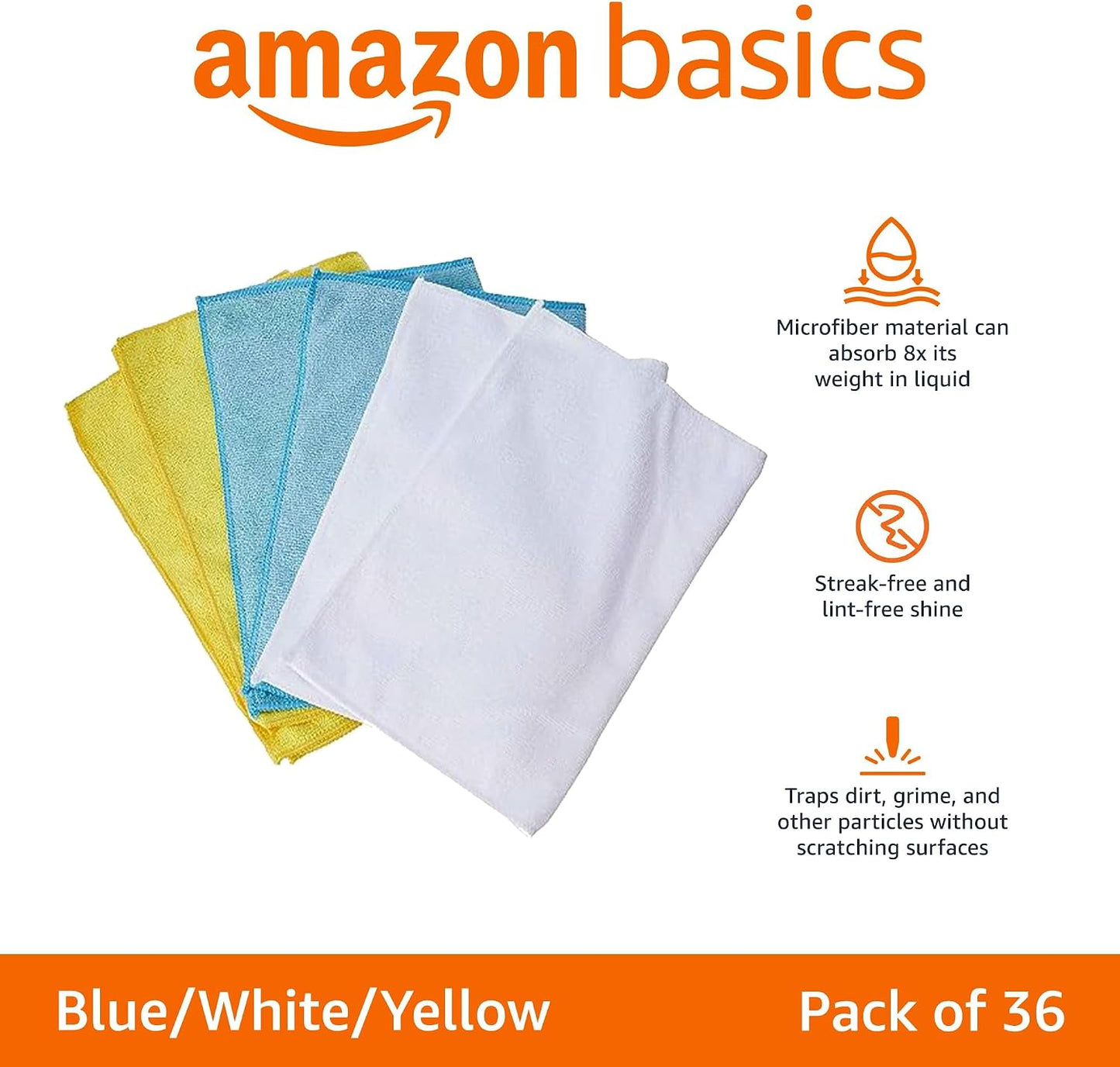Pack 36 paños microfibra reutilizables 16x12pulg