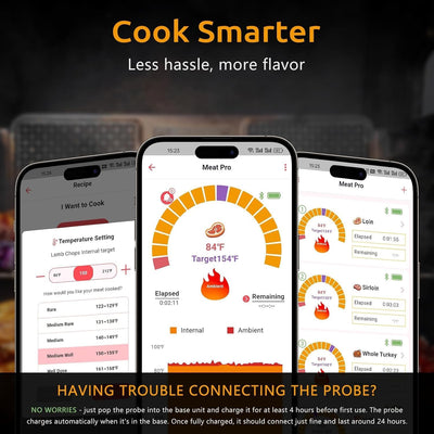 Termómetro inalámbrico carne digital 4 sondas parrilla