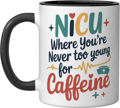 Taza de café para enfermeras neonatales NICU en negro y blanco