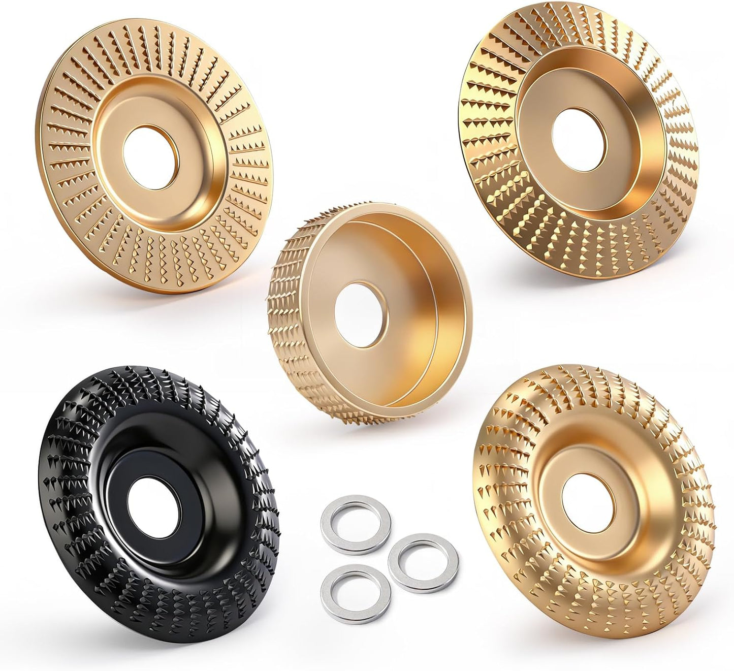 Set 5 Discos Tallado Madera para Amoladora 4 y 4 1/2