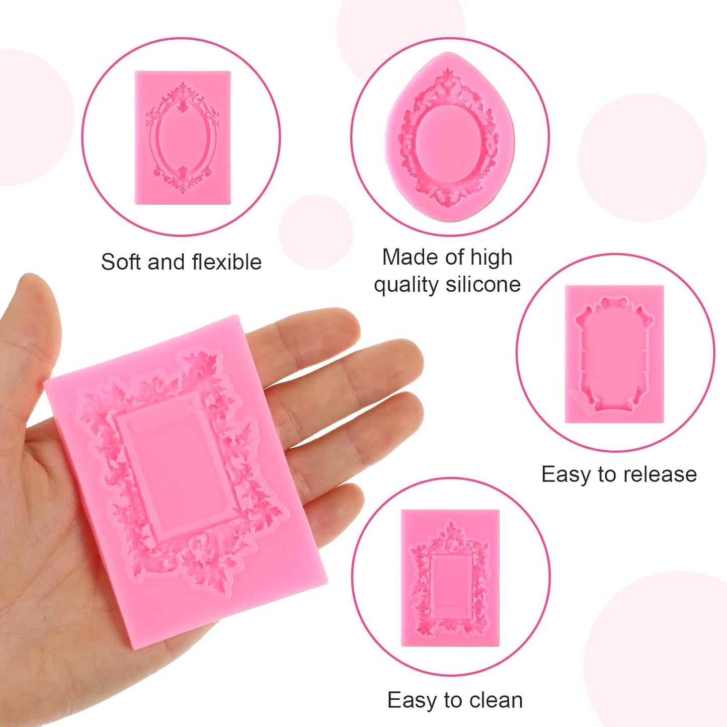 8 Moldes Silicona Redondo Barroco para Pasteles Cupcakes
