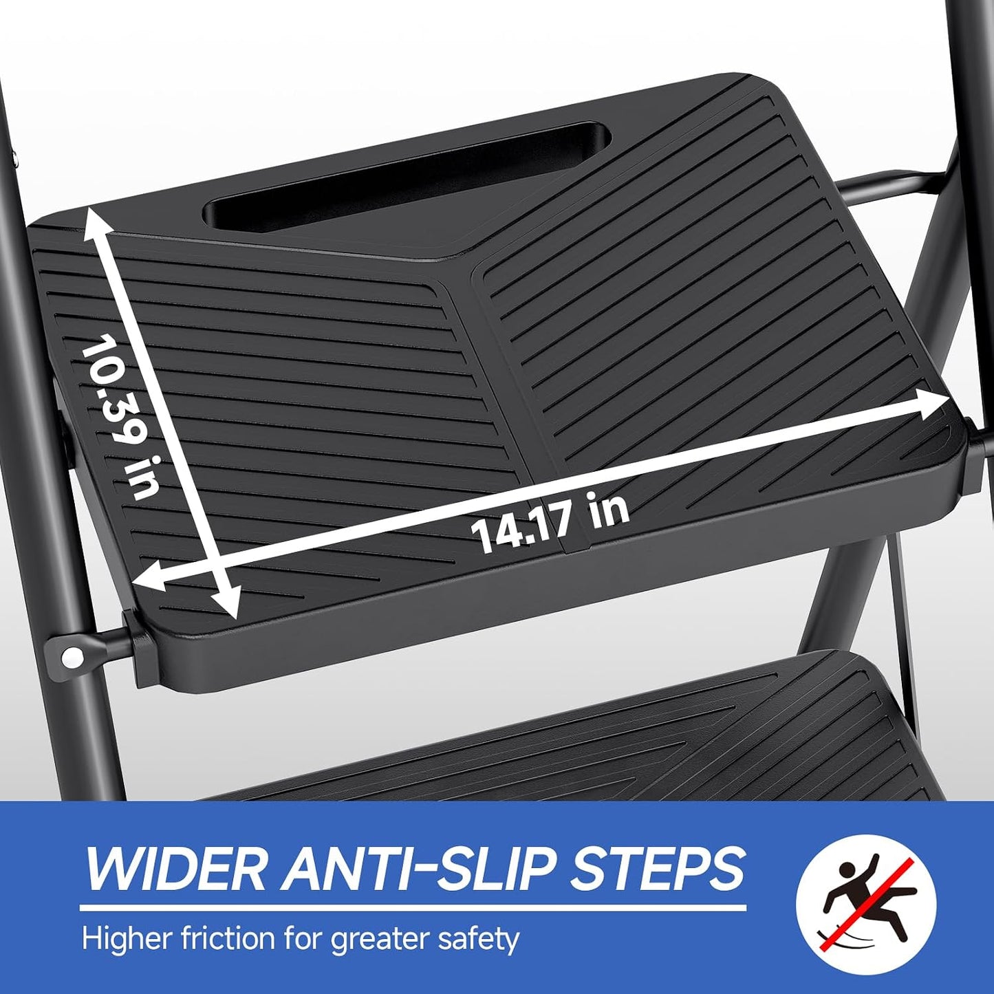 Escalera 2 escalones acero 500lb plegable con pasamanos