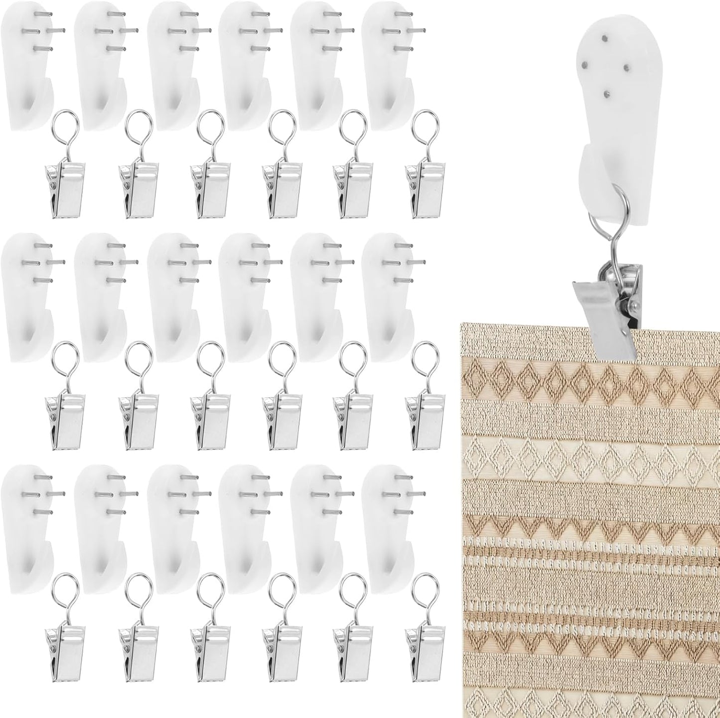 32 Clips Antiderrap para Tapiz Pared Plástico Metal