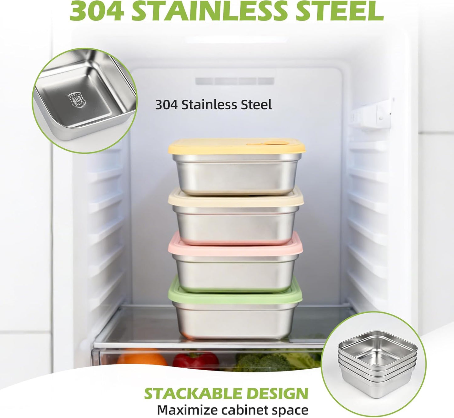 Set 2 Recipientes Acero Inox 20oz Con Tapas Silicona Sin BPA