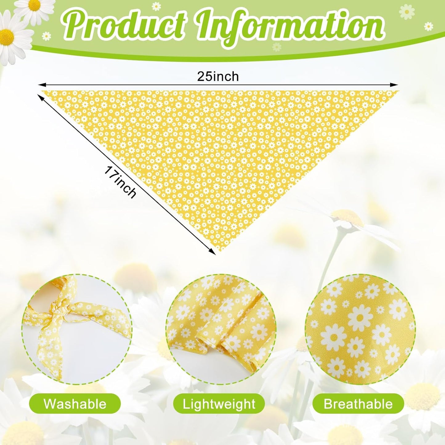 9 Pañuelos Verano Perro Diseño Floral Bufanda Ajustable Grande