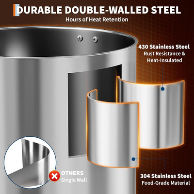 Urna café 70 tazas acero inox 304 doble pared dispensador bebidas
