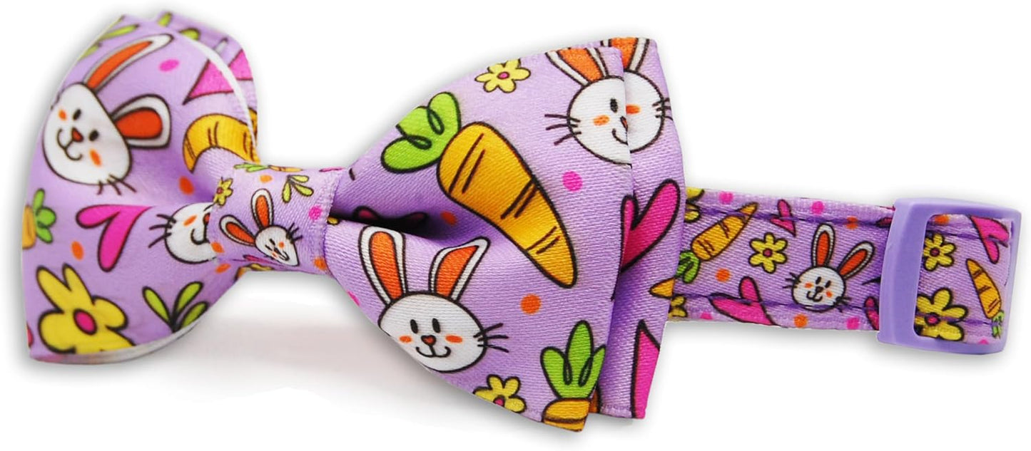 Collar Pascua perro ajustable patrón conejo morado zanahoria
