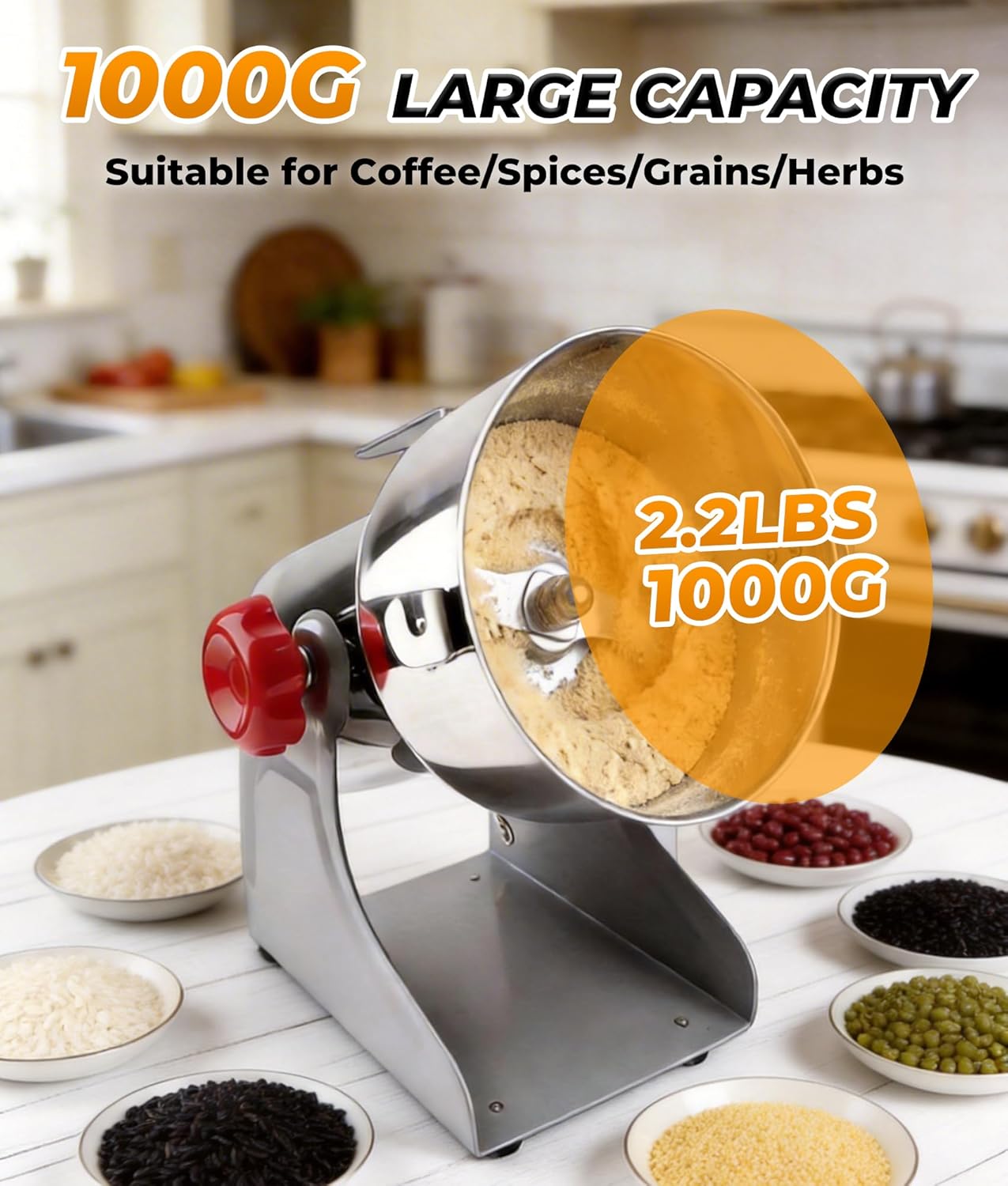 Molinillo eléctrico de grano para especias, café y maíz con cuchillas de acero inoxidable