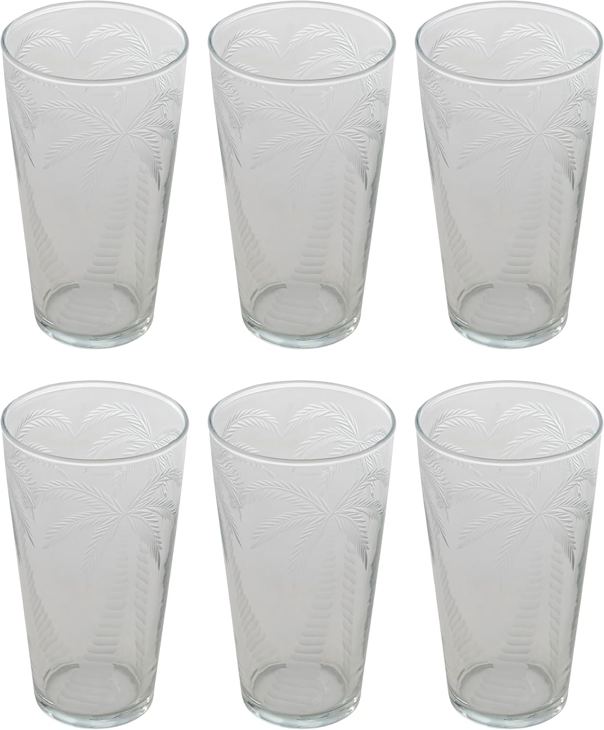 6 Vases Cristal Diseño Palmera Transparente