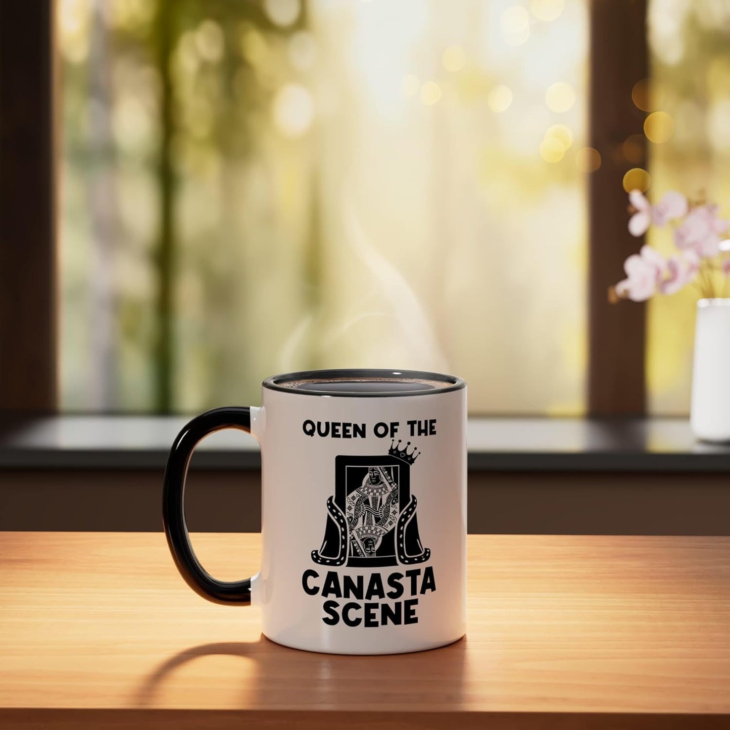 Canasta Queen Taza Cerámica Negro/Blanco