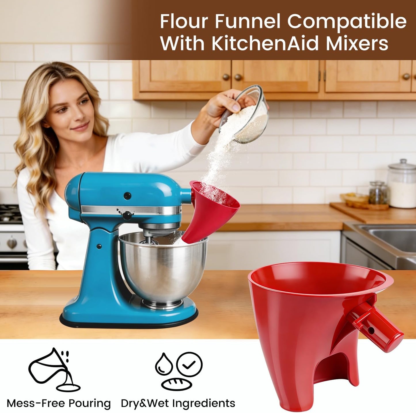 Funil para KitchenAid 4.5–5qt sin salpicaduras para mezcladora