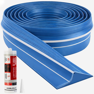 Kit tira sellado umbral puerta garaje 10ft goma impermeable azul