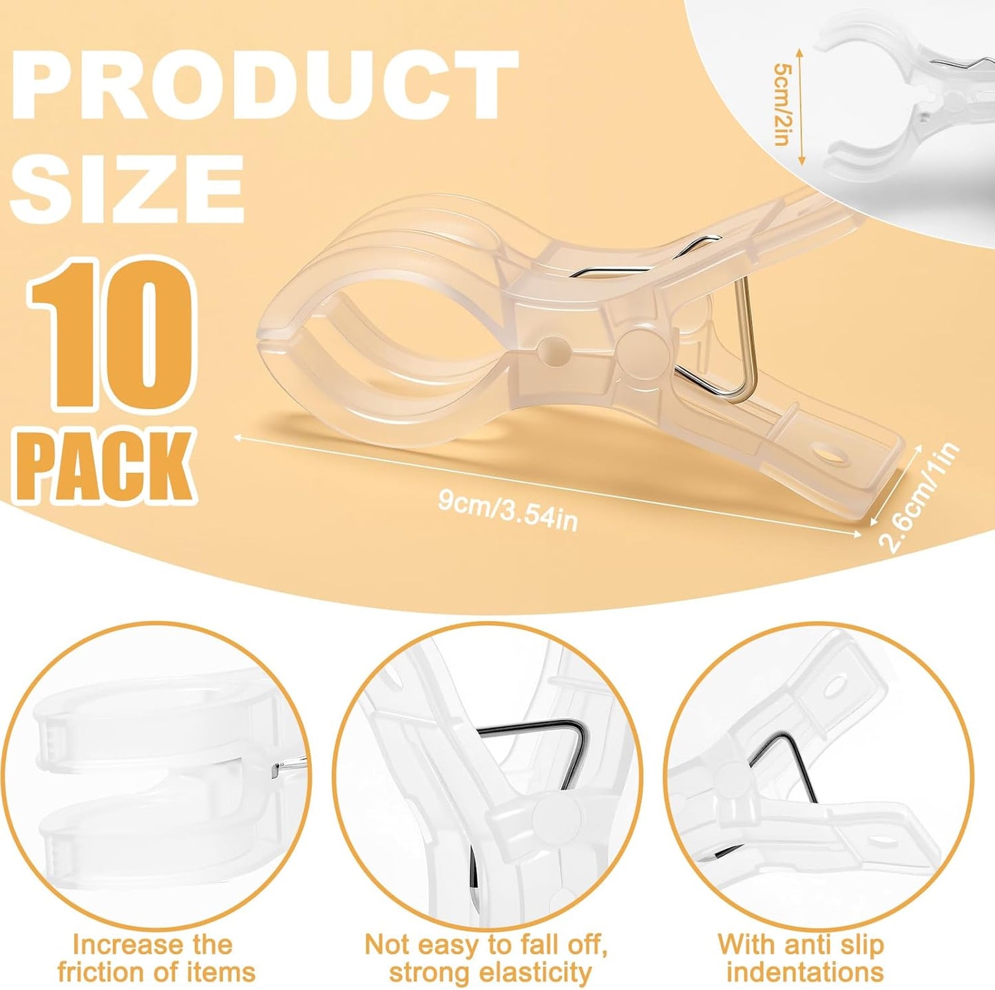 Clips para arco globos plástico transparente 3.5pulg set 10