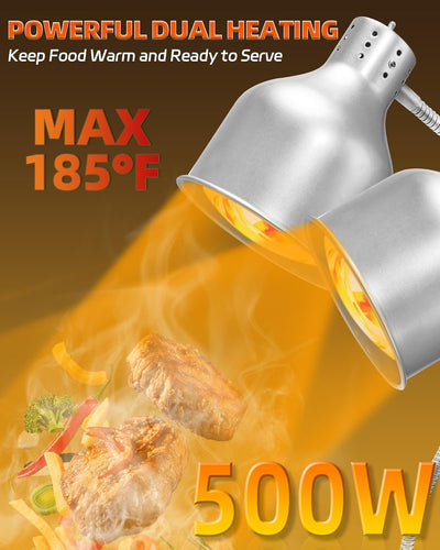 Lámpara calor alimentos 500W 3 bombillas ajustable catering
