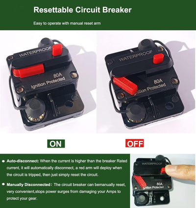 Disyuntor 70A manual fusible impermeable para motores barcos y ATV