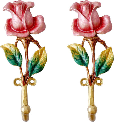 Ganchos pared rosa vintage comp 2 metal floral para colgar