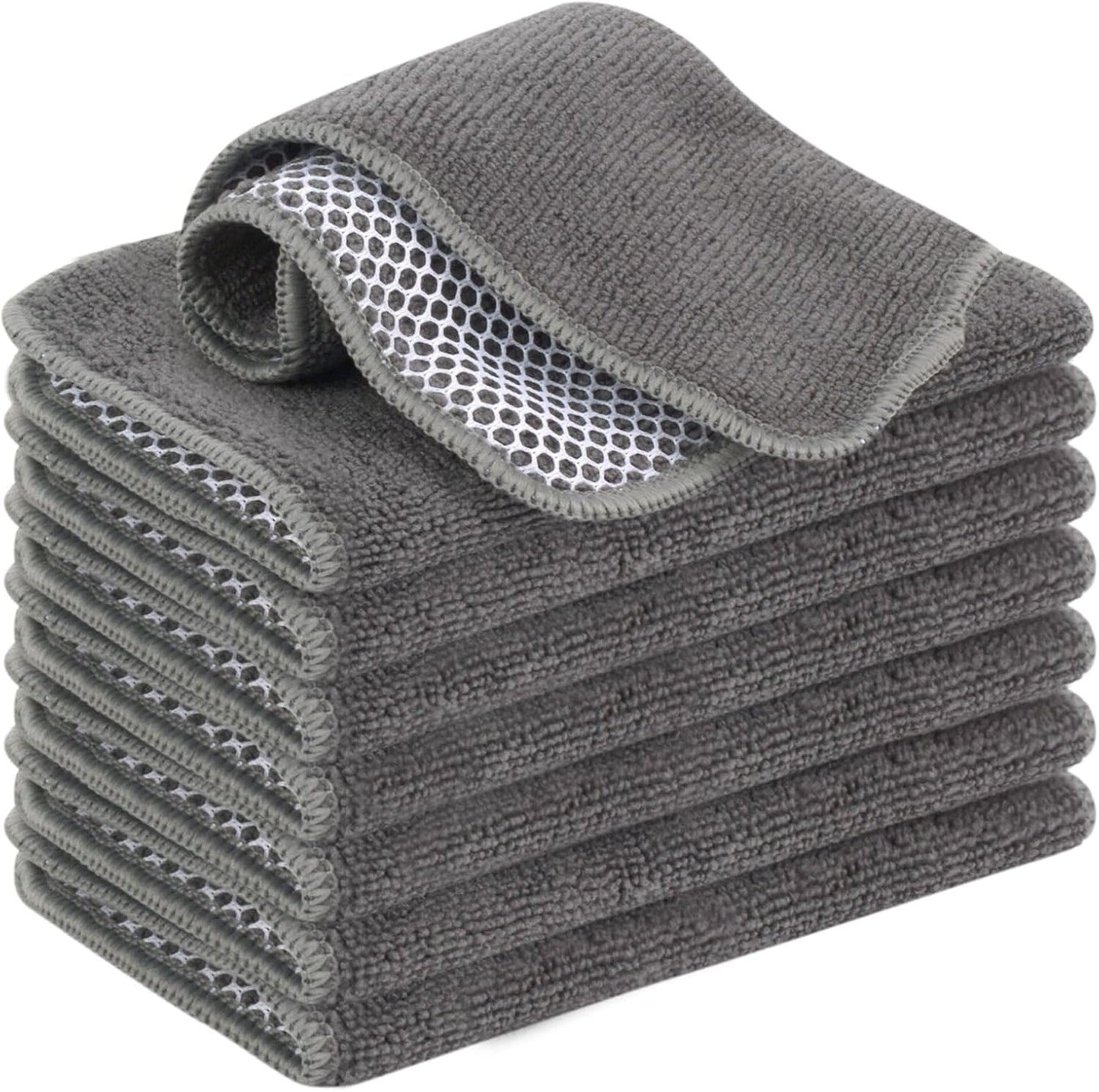 8 Pzas Paños Microfibra Poliéster 7.87x7.87pulg Gris