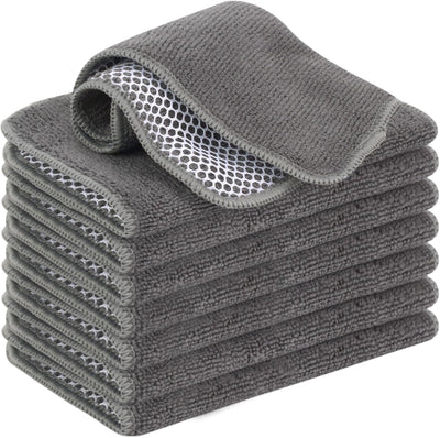 8 Pzas Paños Microfibra Poliéster 7.87x7.87pulg Gris