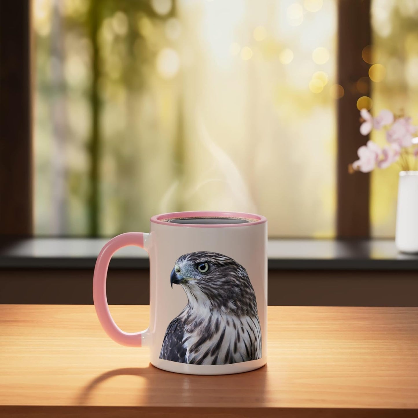 Taza Cerámica para Aves Hawke Raptor Rosa/Blanca