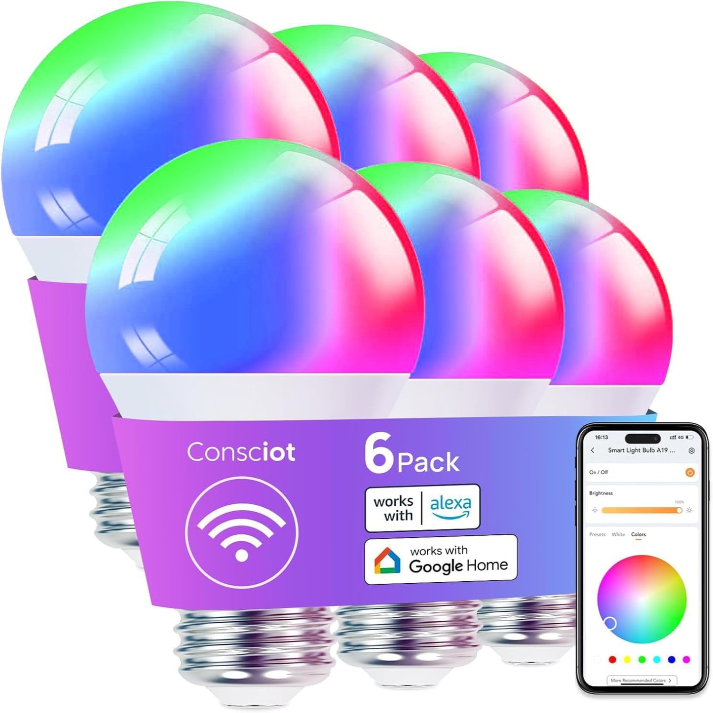 Bombillas LED A19 regulables con Apple Home Alexa Google Home