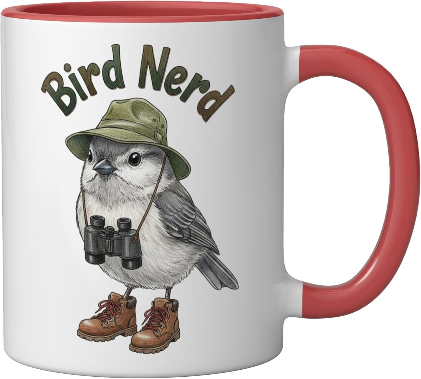 Taza Cerámica Bird Nerd Titmouse Roja/Blanca