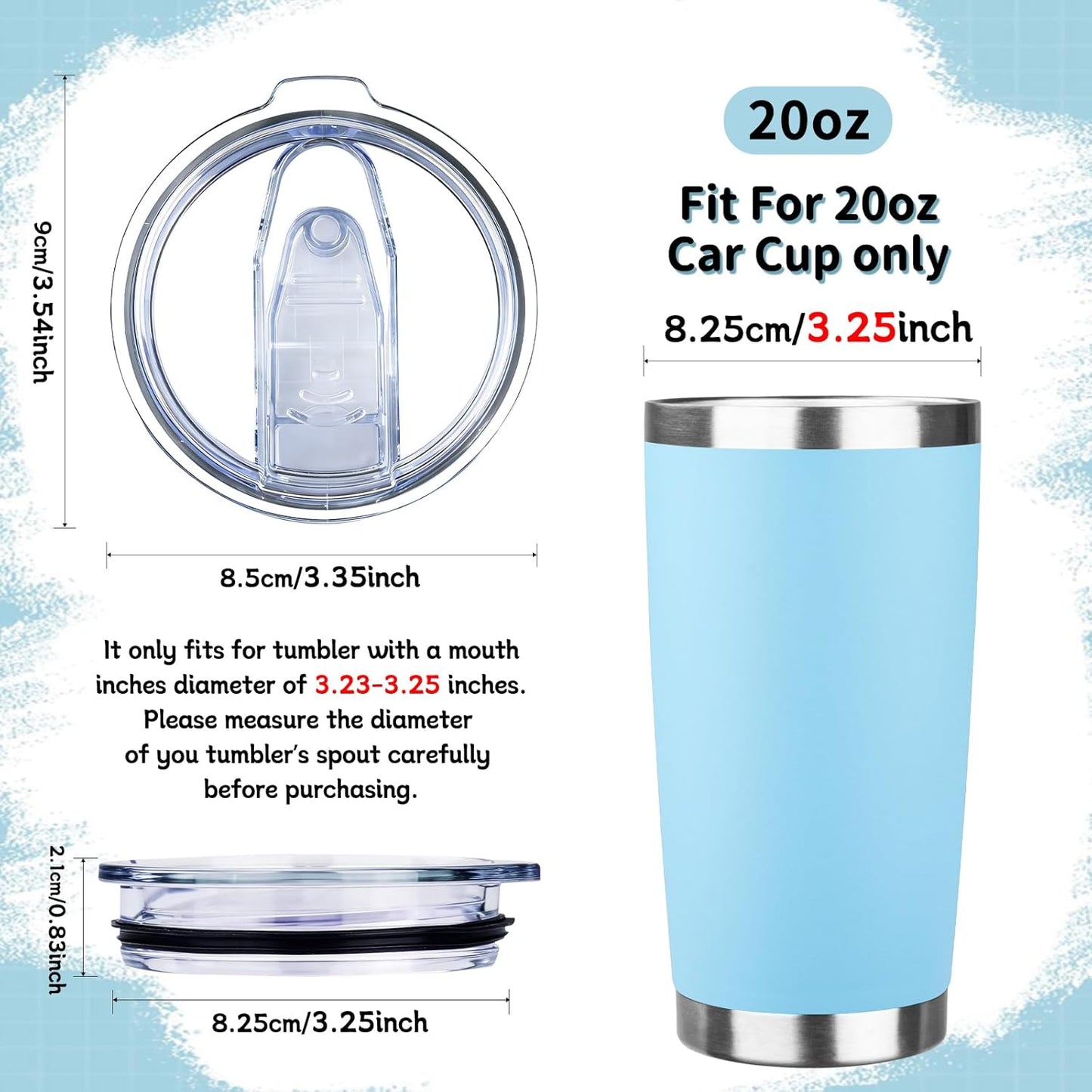 2 Tapas Silicona para Vaso 20oz Ajuste 3.23pulg