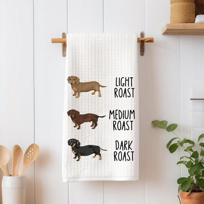 Toalla de cocina con diseño de café para dachshund, regalo para amantes del doxie