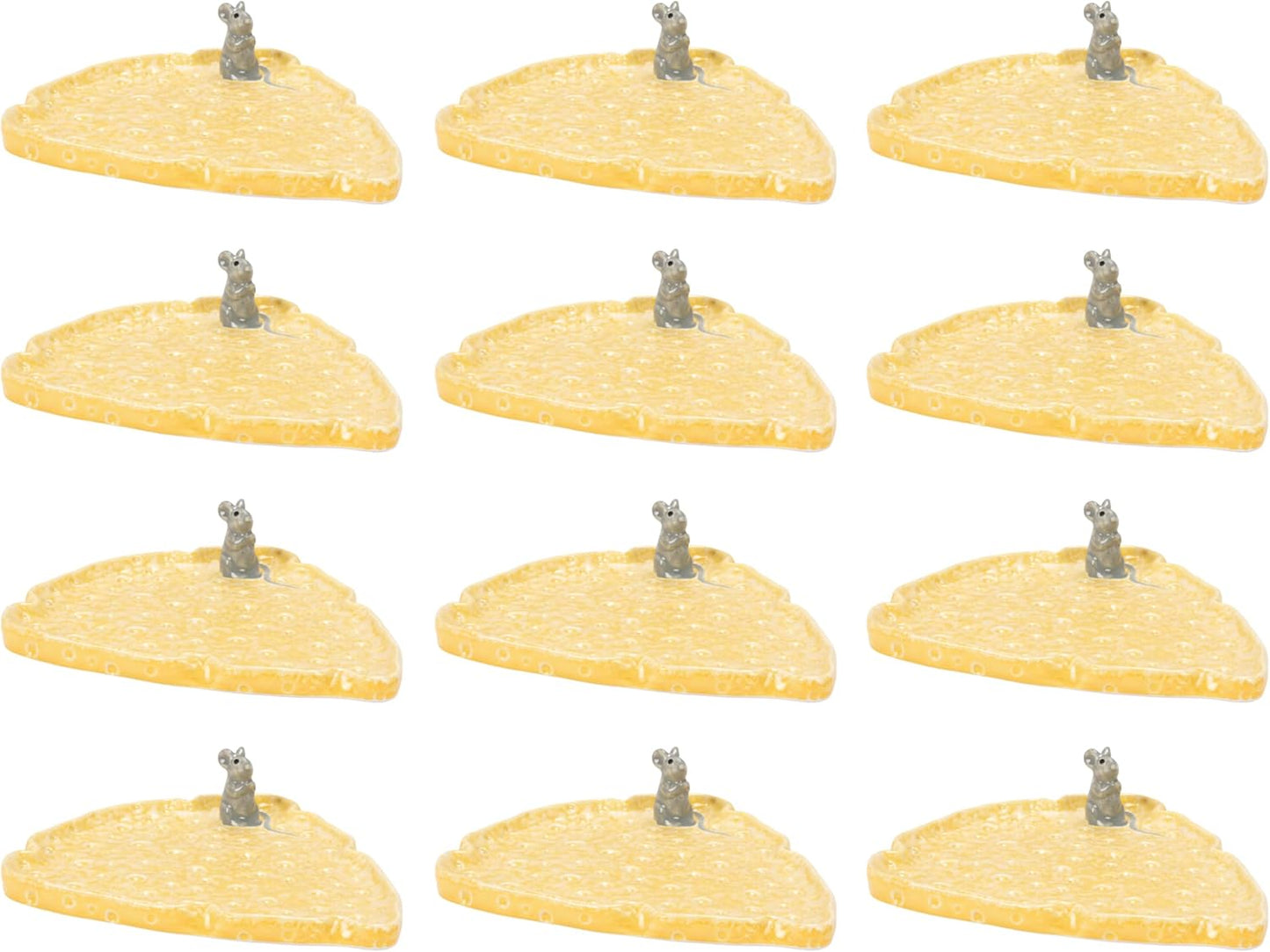 Platos de gres en forma de queso con ratón amarillo