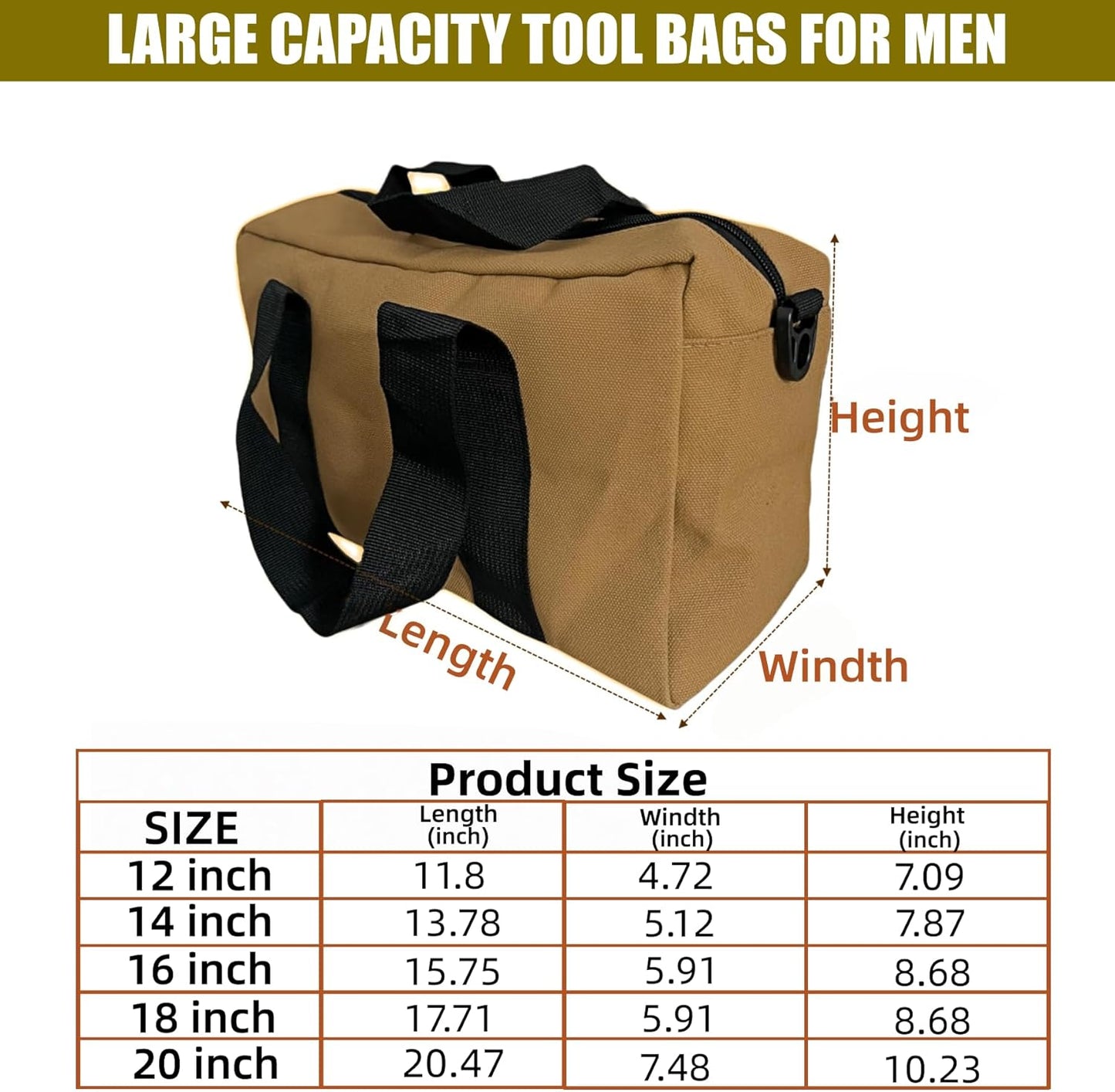 Bolsa herramientas lona resistente gran capacidad multifuncion