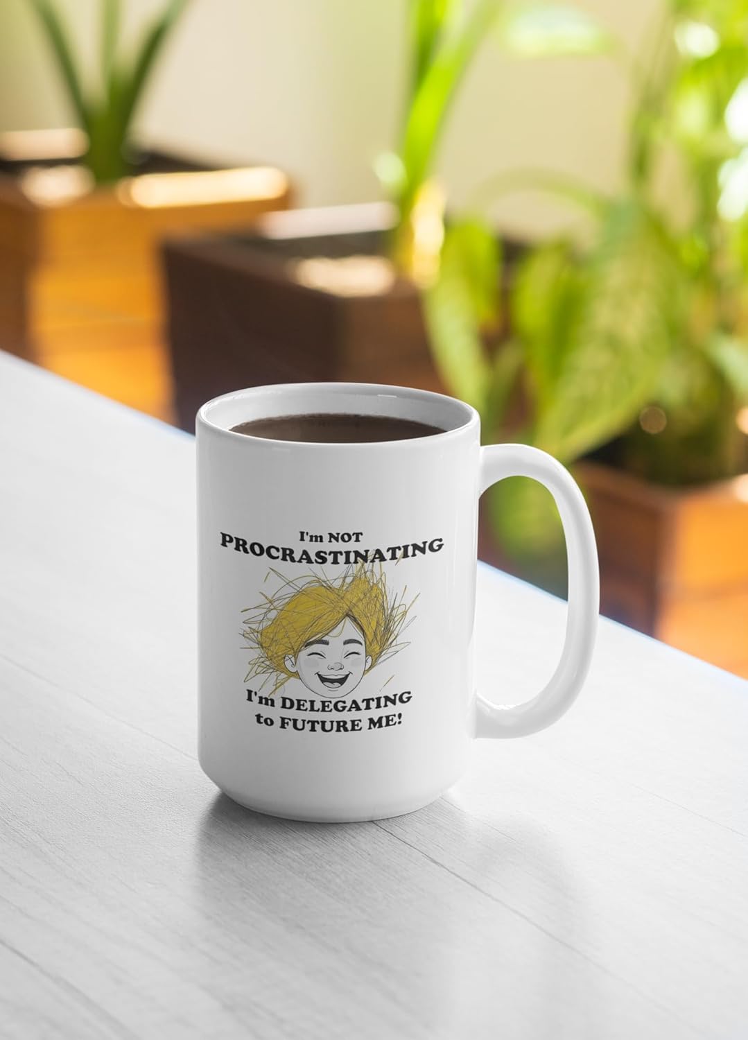 Taza de café divertida con mensaje sarcástico
