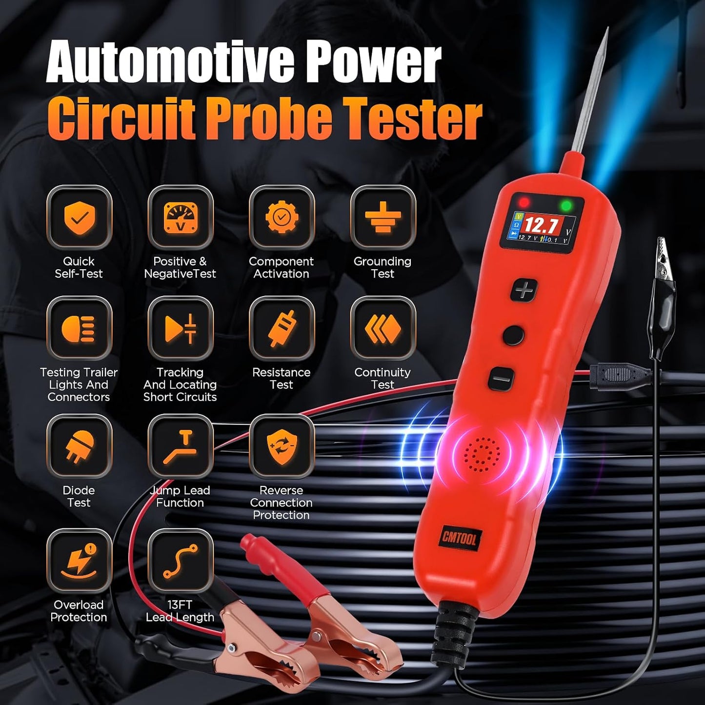 Probador voltaje auto 9-70V con luz fusibles