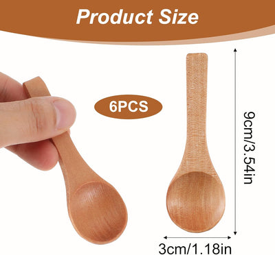 6 cucharas pequeñas de madera para tarros y degustación