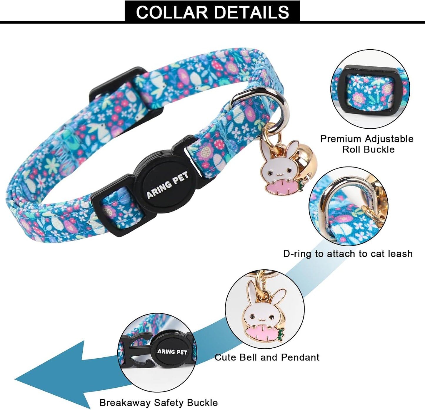 2 Collares Pascua para Perros y Gatos con Campanas Azul y Verde