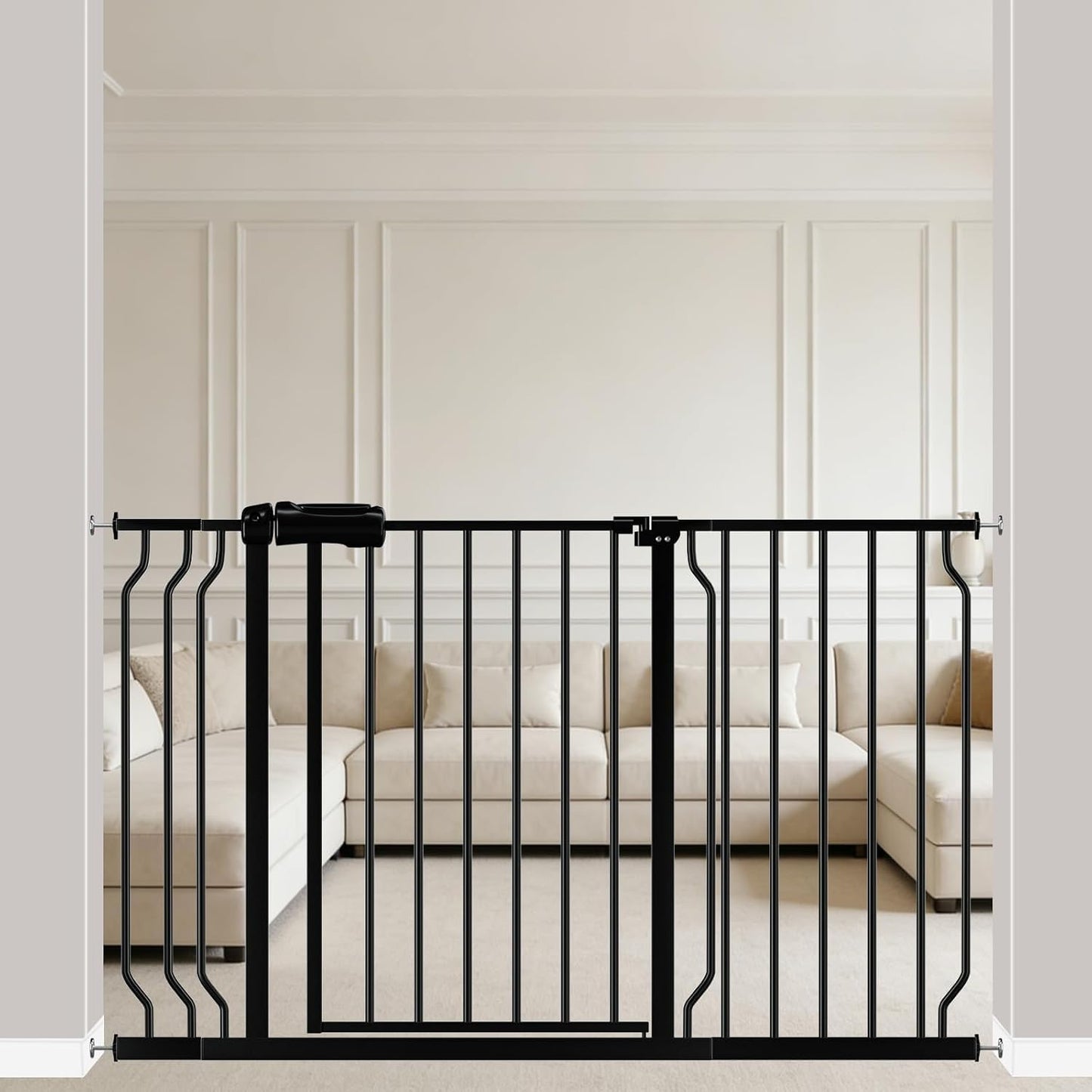 Puerta ancha para bebé y perros con extensión color blanco