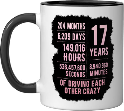 Taza Cerámica Aniversario 17 Años Negro/Blanco