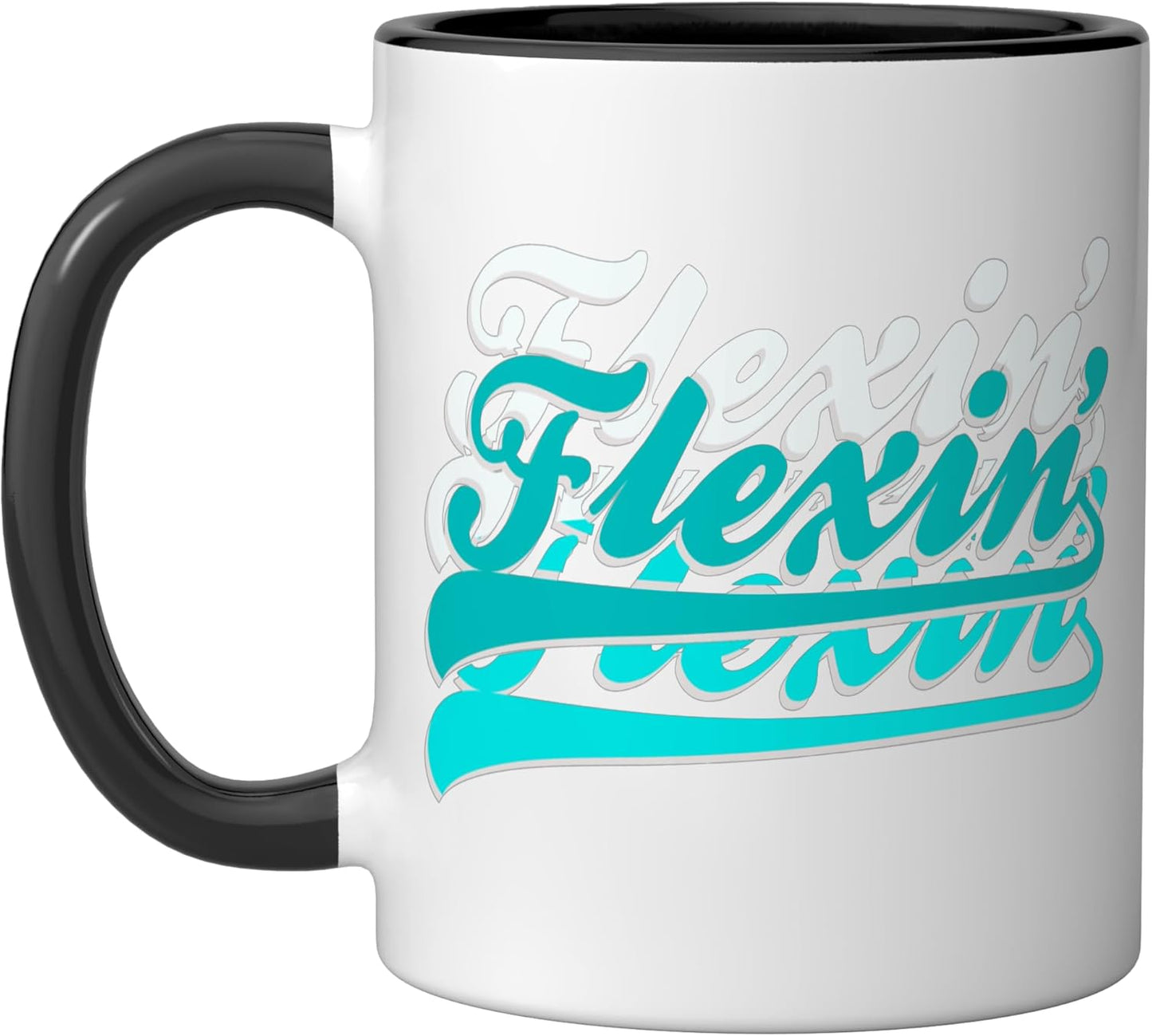 Taza Cerámica con Diseño Turquesa Negro/Blanco
