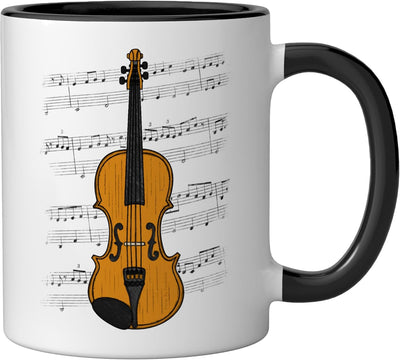 Taza cerámica para violinista profesor de música negro/blanco