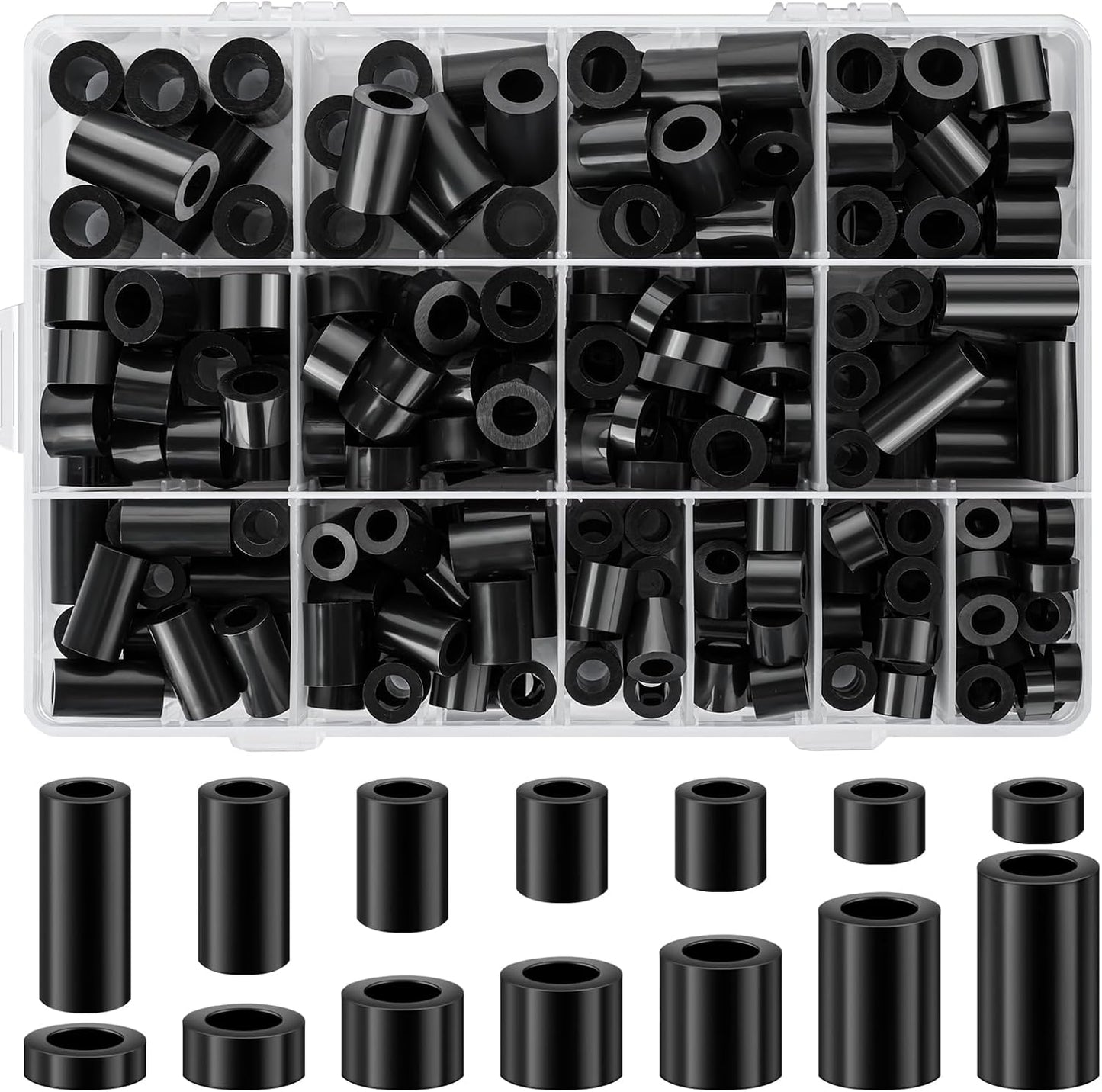 Kit 300 Pzas Espaciadores Redondos Negro M6 M8
