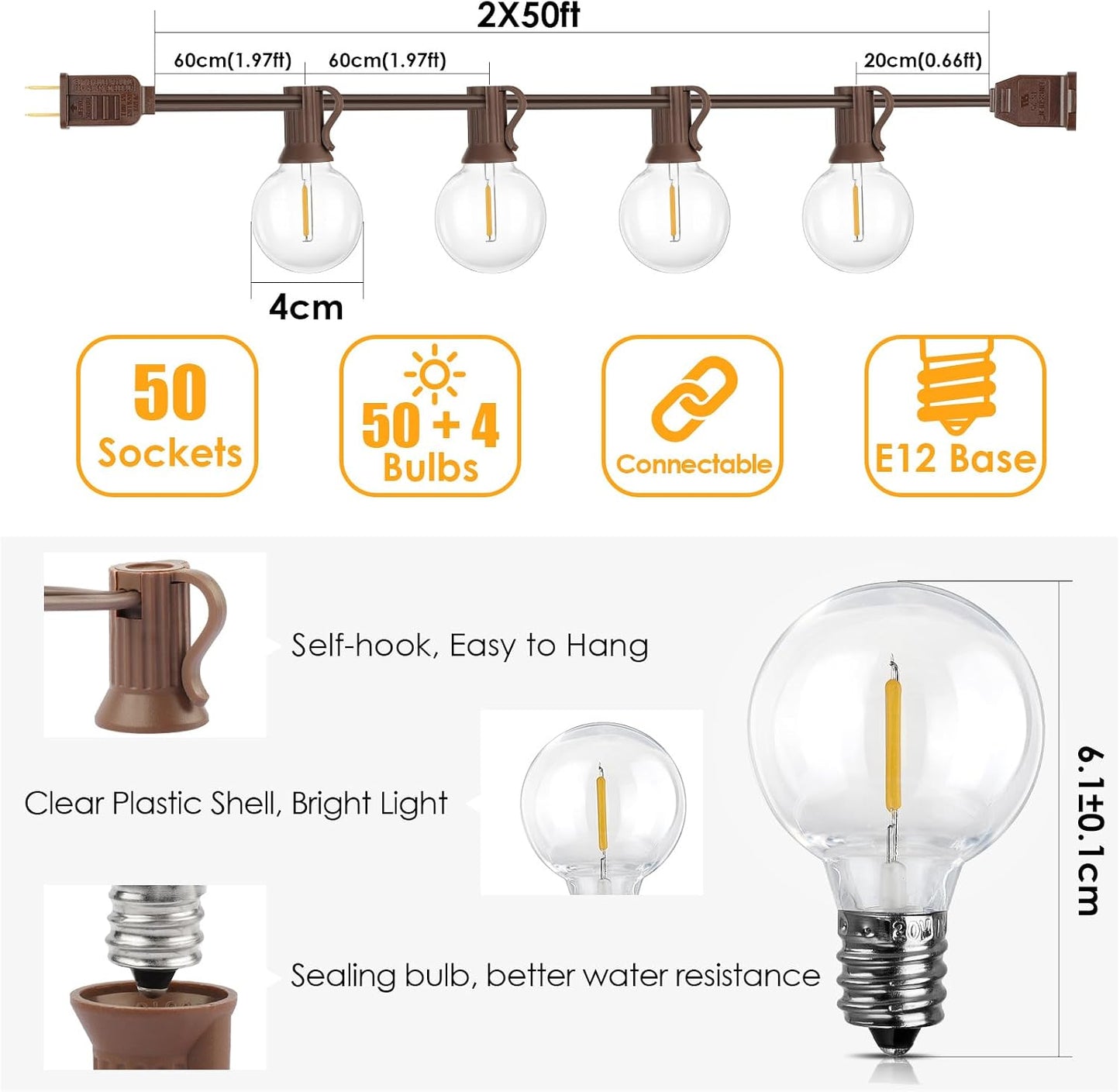 Guirnalda luces exteriores 100pies 504 LED impermeables