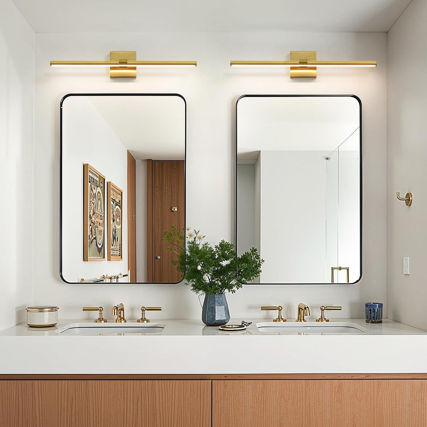 Lámpara LED dorada de tocador baño 24pulg regulable 5CCT