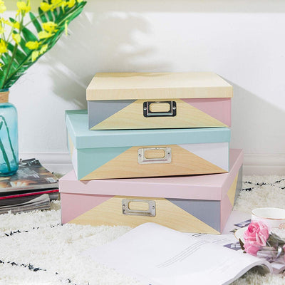 Cajas decorativas de cartón con tapas set 3 para fotos y documentos