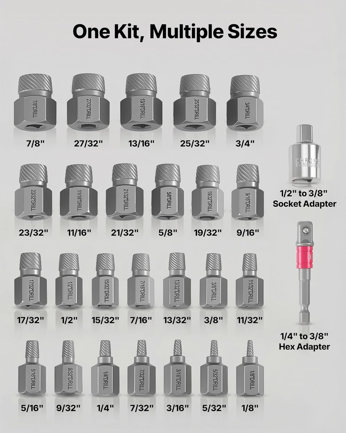 Set 27 Extractores Pernos Hexagonales Acero Resistente
