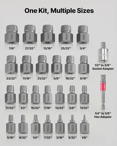 Set 27 Extractores Pernos Hexagonales Acero Resistente