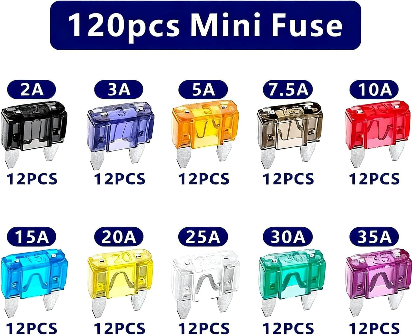 Kit 120 Pzas Fusibles Mini 2A-35A con Extractor
