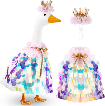 Disfraz ganso princesa capa lentejuelas arcoíris azul