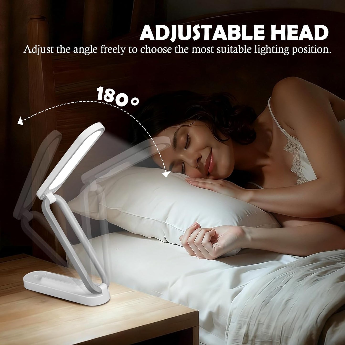 Lámpara LED recargable USB tipo C plegable 3 brillos